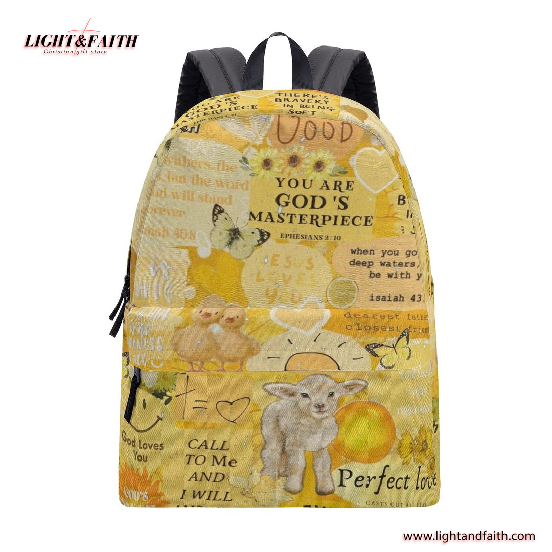 God's Masterpiece Backpack, Christian Bible Verse Bag, Faith-Based Inspirational Backpack, Ephesians 2:10 Backpack.PLAF25